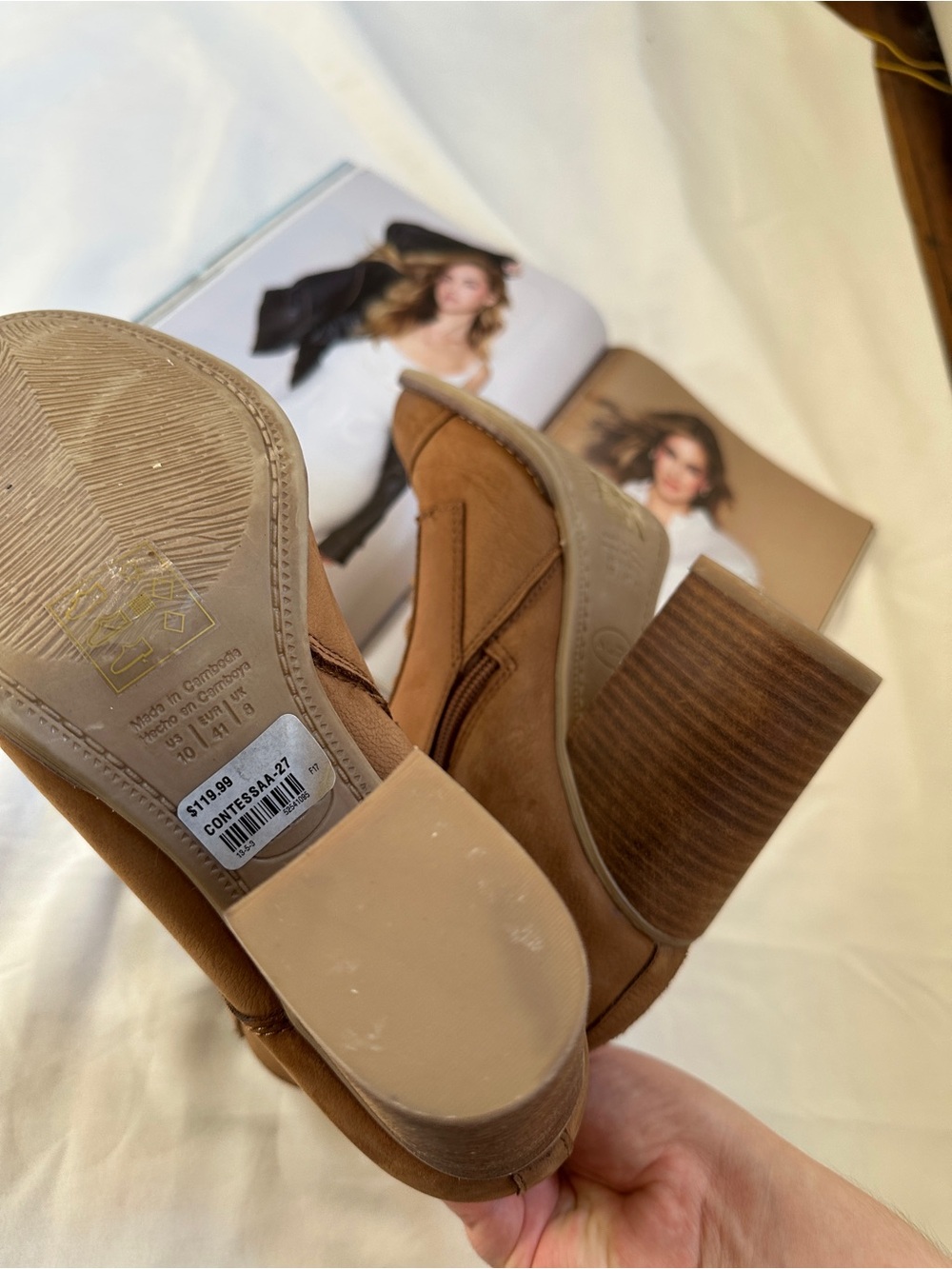 Aldo Brown Lace-Up Stacked Heel Ankle Boots - Picture 5 of 16